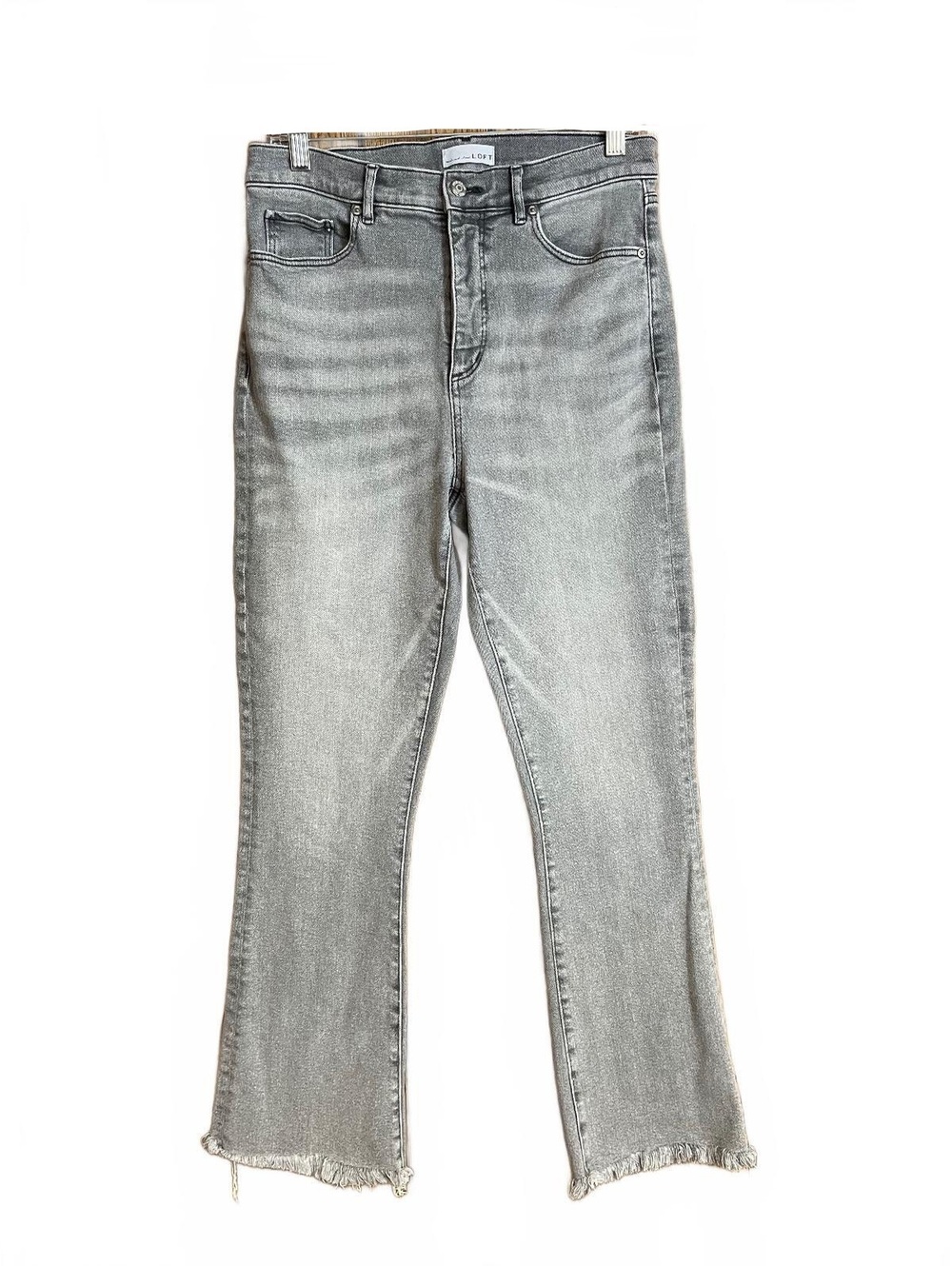 Loft the Kick Crop faded gray wash high rise jeans 10.